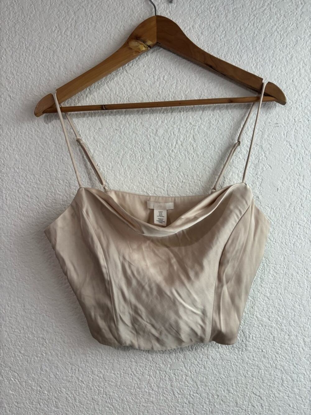 H&M Beige Satin Cowl Neck Camisole Top Medium